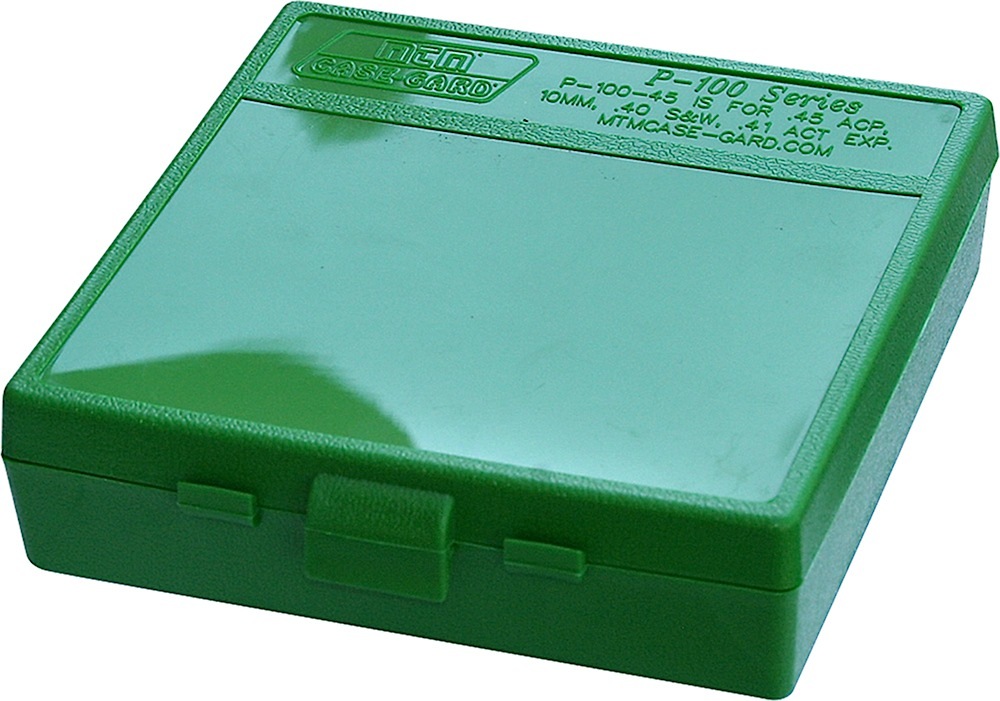 Mtm P-100 Flip-top Pistol Ammo Box 1.22  Oal Green Poly