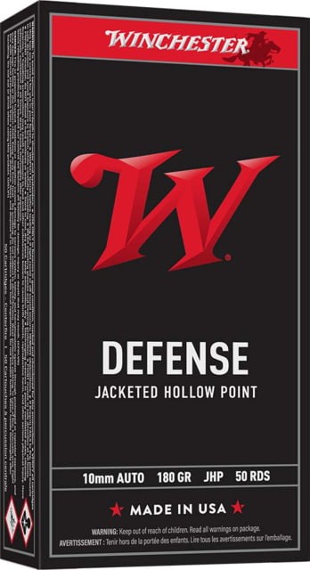 [10mm ammo] Winchester Defense 10mm Auto 180gr JHP Centerfire Handgun Ammo - 50 Rounds