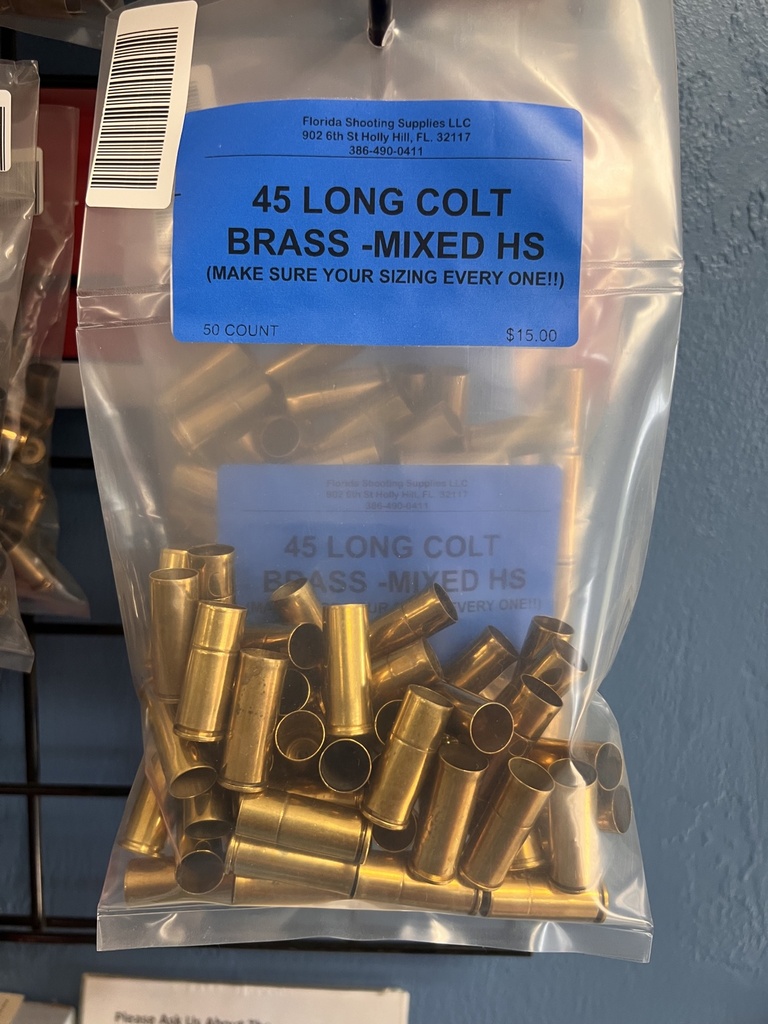 45 LC BRASS 50 PCS CLEANED & TUMBLED
