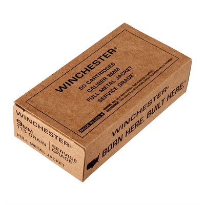Winchester Service Grade 9mm Luger 115gr FMJ Handgun Ammo - 50 Rounds