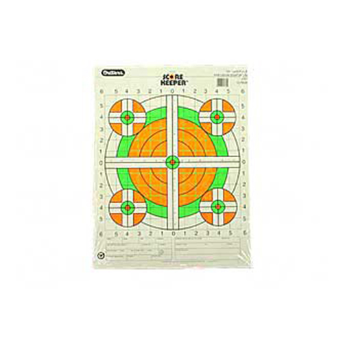 Champion Traps and Targets Fluorescent Orange/Green Bullseye Scorekeeper Target  100 Yard Rifle Sight-in  12pk
